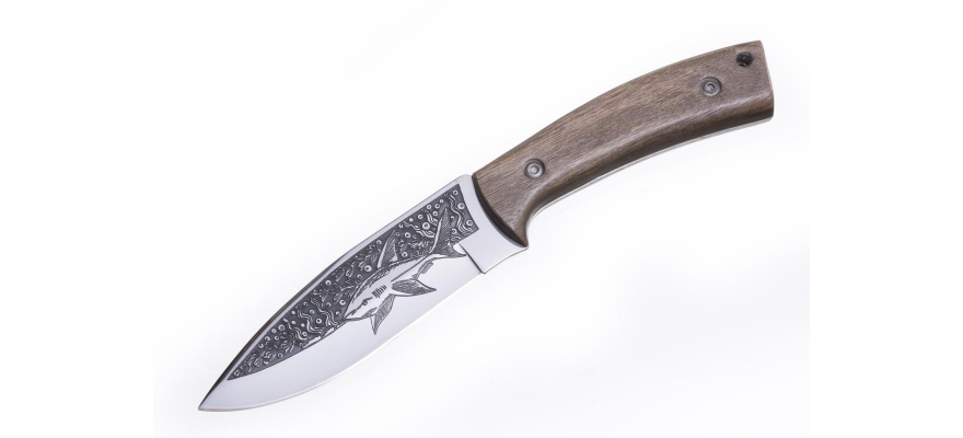 Kizlyar knife "Shark-2" (Akula-2) Brown Handle.Engraved.