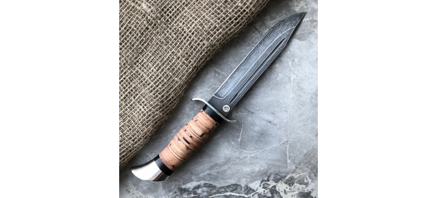 Baranov Bulat Knife T002-NR40 Stacked Birch. Aluminum pommel.