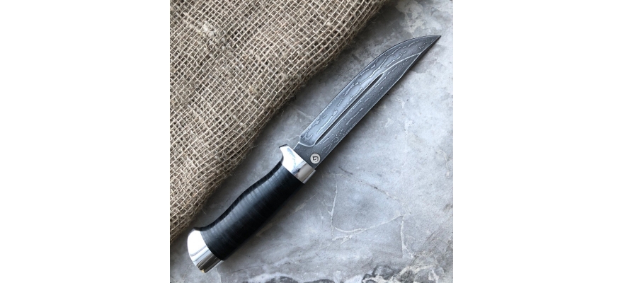 Baranov Bulat Knife R006 Stacked Leather. Aluminum pommel.