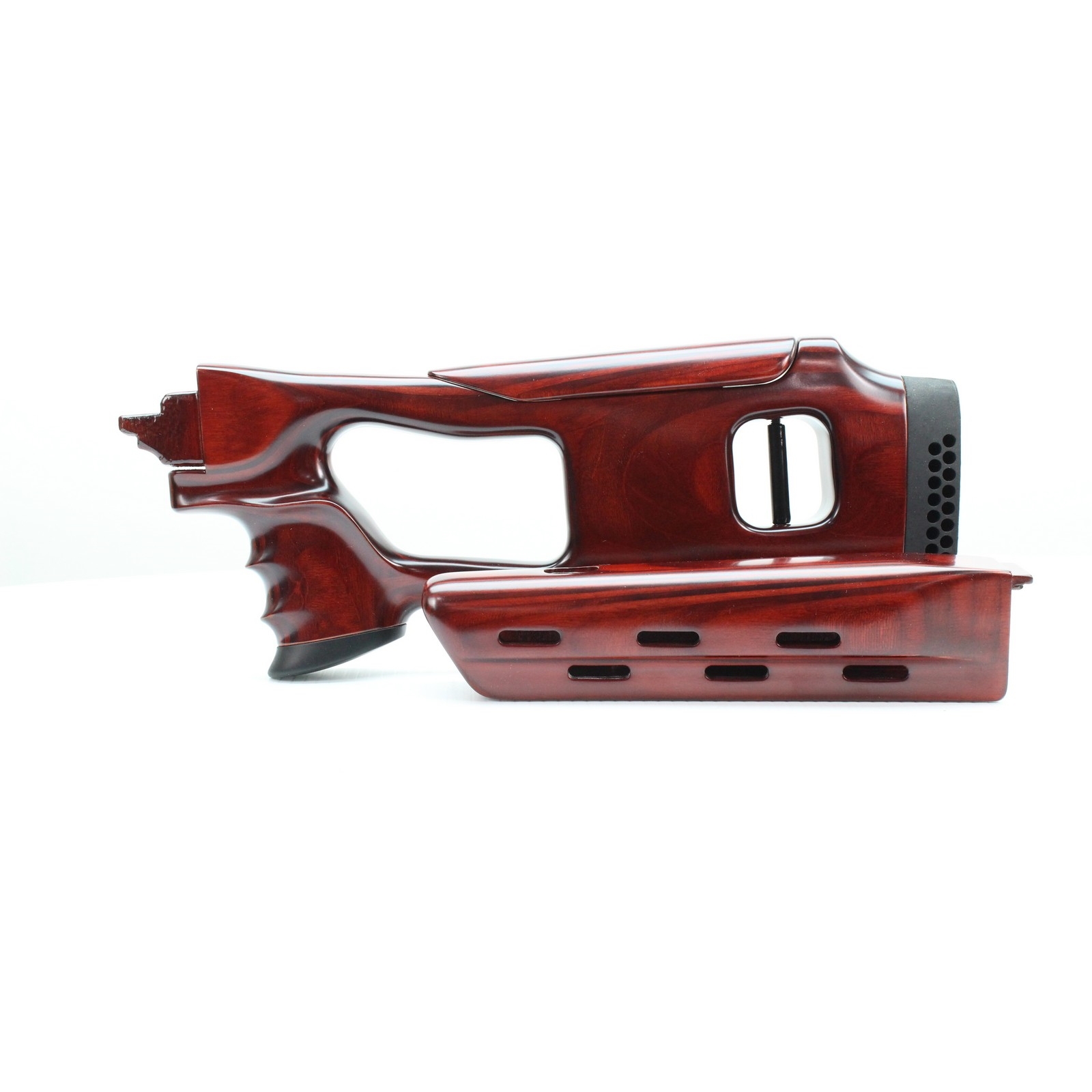 Saiga 12 SVD type Wood Stock Set. Cheek Riser. Russian Cherry.