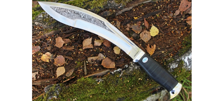 AIR Zlatoust Machete Kukri JUNGLE. Stacked Leather