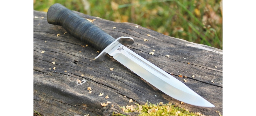 AIR Zlatoust Finka Style knife SHTRAFBAT. Stacked Leather